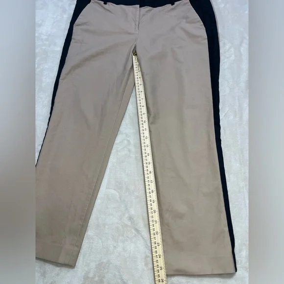 Ann Taylor Color block Dress Pants Tan Navy Size 14 Women’s Straight Leg Career - Picture 6 of 7